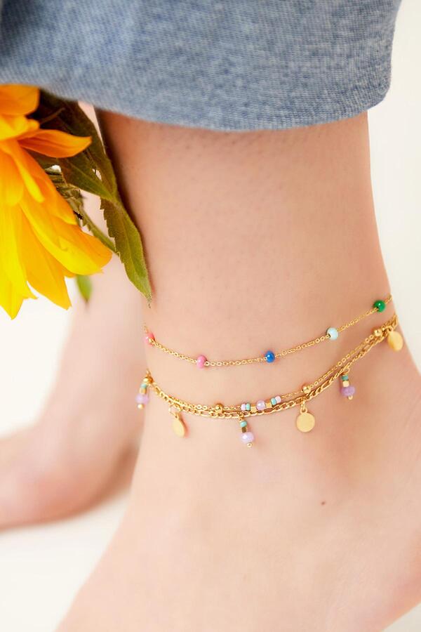 Double layered anklet Blue Stainless Steel